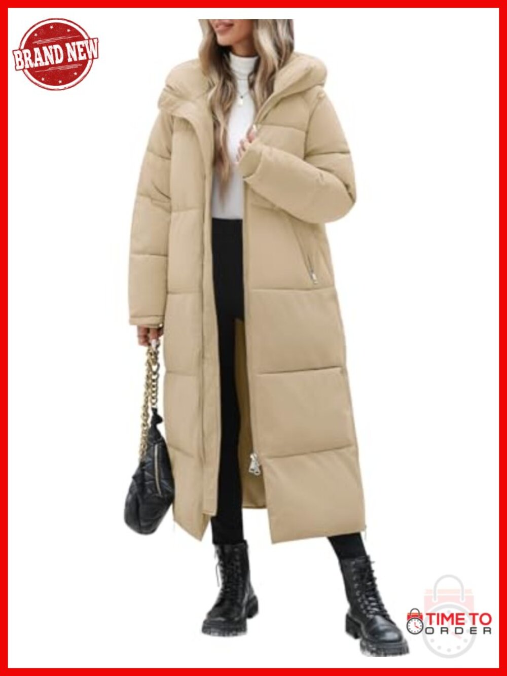 Women's Quilted Puffer Jacket Long Maxi Parka Hooded Windproof Winter Coat